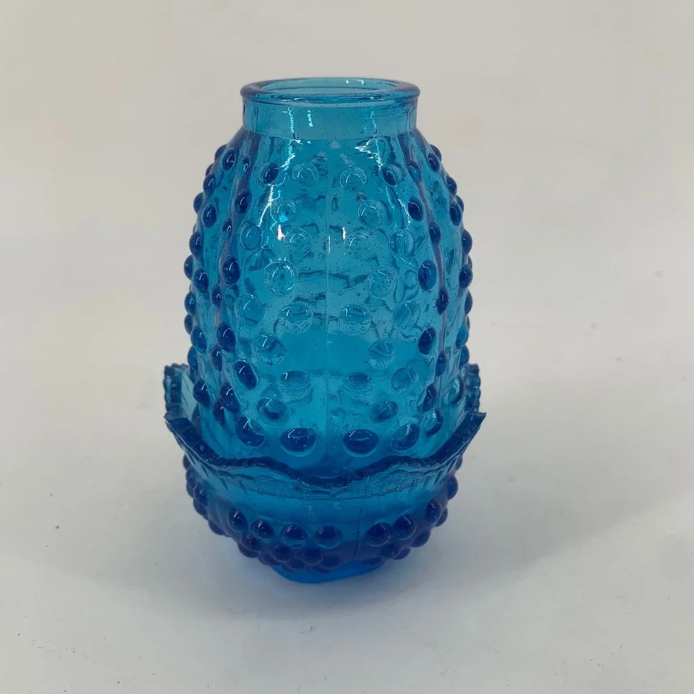 Vintage Blue Hobnail Glass Fairy Lamp Two Piece Votive Candle Holder Taiwan
